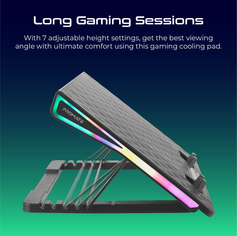 Vertux Arctic Portable Height Adjustable RGB Gaming Cooling Pad, Foldable 17 Inch Laptop Cooler Fan Stand, Small LCD Screen, Dual USB Port, Built-In Controls & Smart LED, Black Vertux Arctic Portable Height Adjustable RGB Gaming Cooling Pad, Foldable 17 Inch Laptop Cooler Fan Stand, Small LCD Screen, Dual USB Port, Built-In Controls & Smart LED, Black